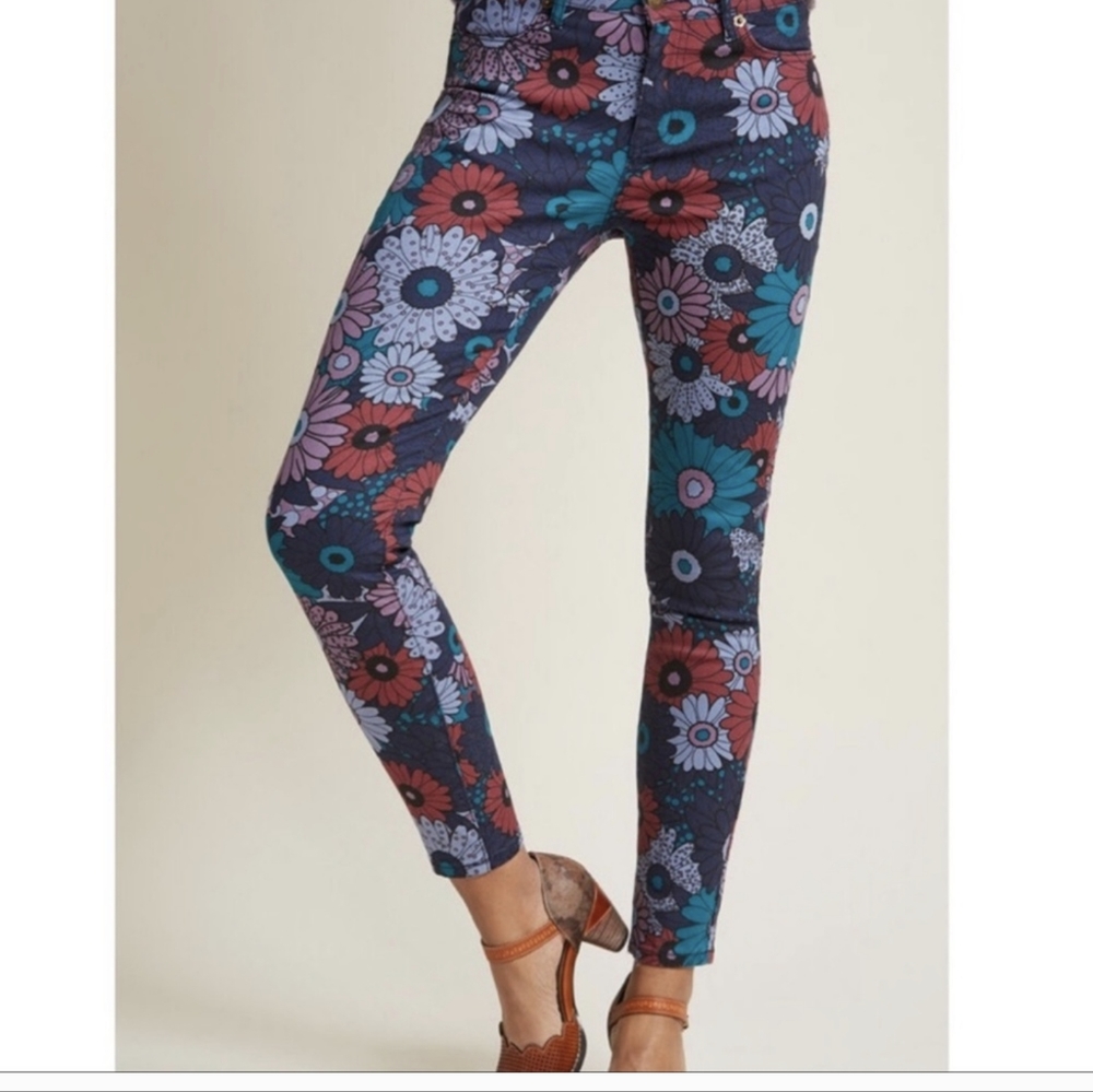 ModCloth Retro Floral Print Pants | Size 1X | Stretch | Boho Statement